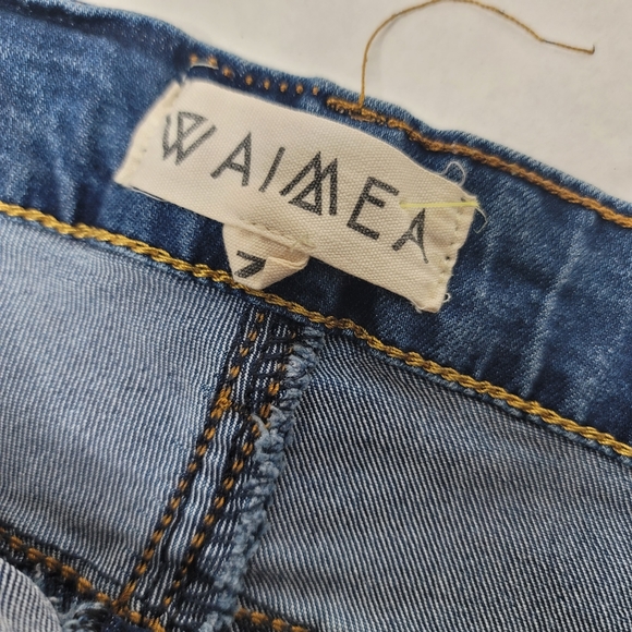 Waimea high rise button fly denim raw hem shirts size 7 - Picture 2 of 3